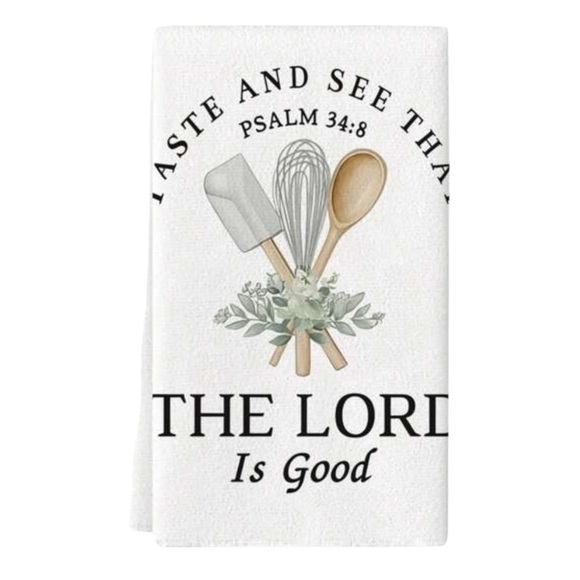 Christian Hand Towel, Bible Verse Psalm 34:8 - Picture 1 of 4